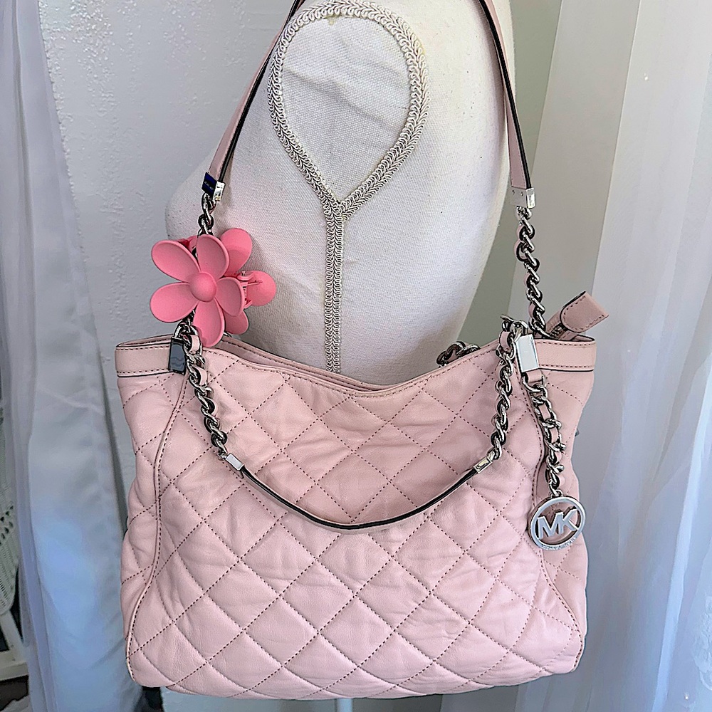 Michael Kors quilted blush pink shoulder Purse bag